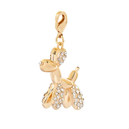 Gold Balloon Dog Austrian Crystal Charm by Bead Landing™